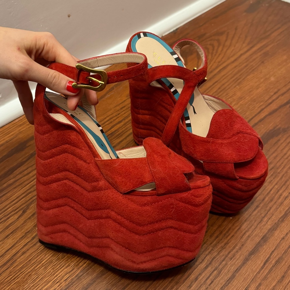 Gucci Red Platform Shoes with Bold Design